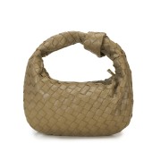 Geanta mica de mana, model impletit, din piele naturala DiAmanti Firenze Verde Army
